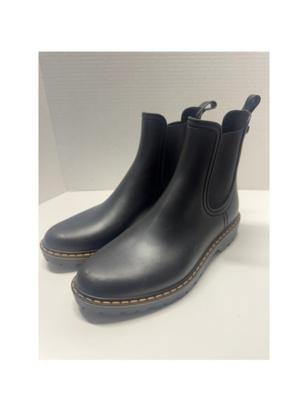 Igor Black Chelsea Rain Boots Waterproof Matte Ankle Lug Sole Made in Spain 40